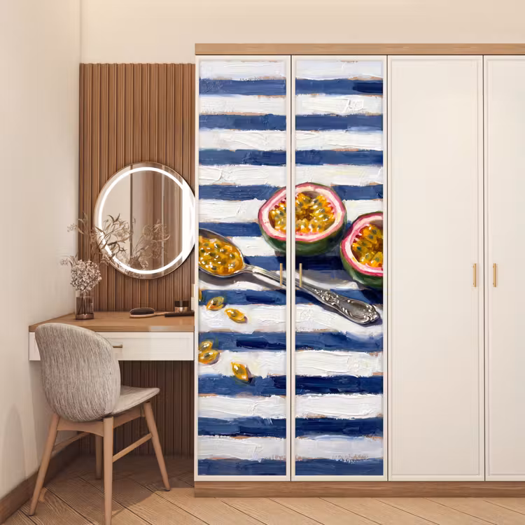 Eten - Passievrucht - Tropisch - Modern - Kleurrijk deurposter klein -sfeer3