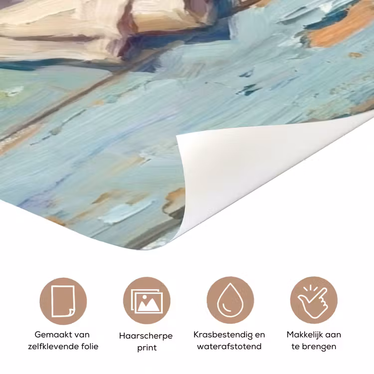 Eten - Zee - Kust - Modern - Blauw deurposter klein -closeup_NL