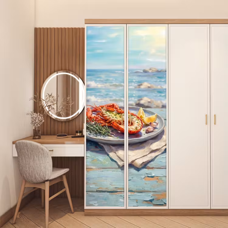 Eten - Zee - Kust - Modern - Blauw deurposter klein -sfeer3
