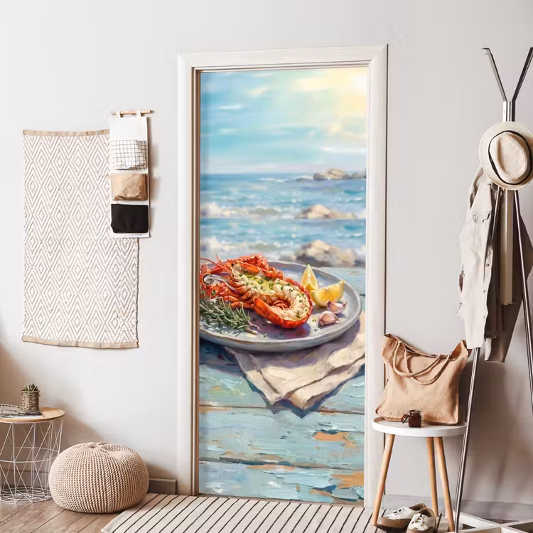 Eten - Zee - Kust - Modern - Blauw deurposter klein -sfeer6
