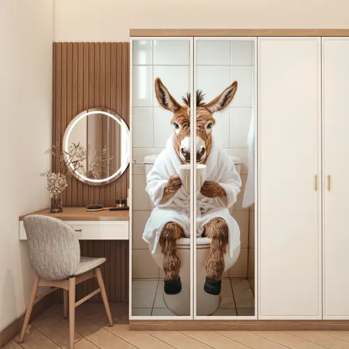 Ezel - WC - Grappig - Badjas - Dier deurposter klein -sfeer3