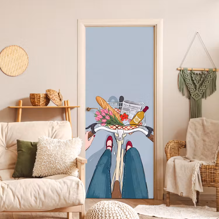 Fiets - Picknick - Zomer - Illustratie deurposter klein -sfeer2