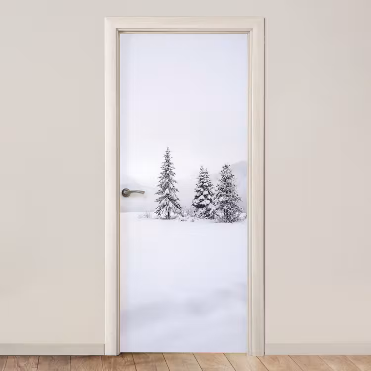 Fijnsparren - Sneeuw - Winter - Landschap - Stilte deurposter klein -3d_beige