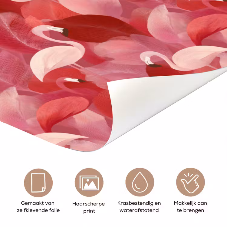 Flamingo - Botanisch - Elegant - Roze - Rood deurposter klein 289 -closeup_NL