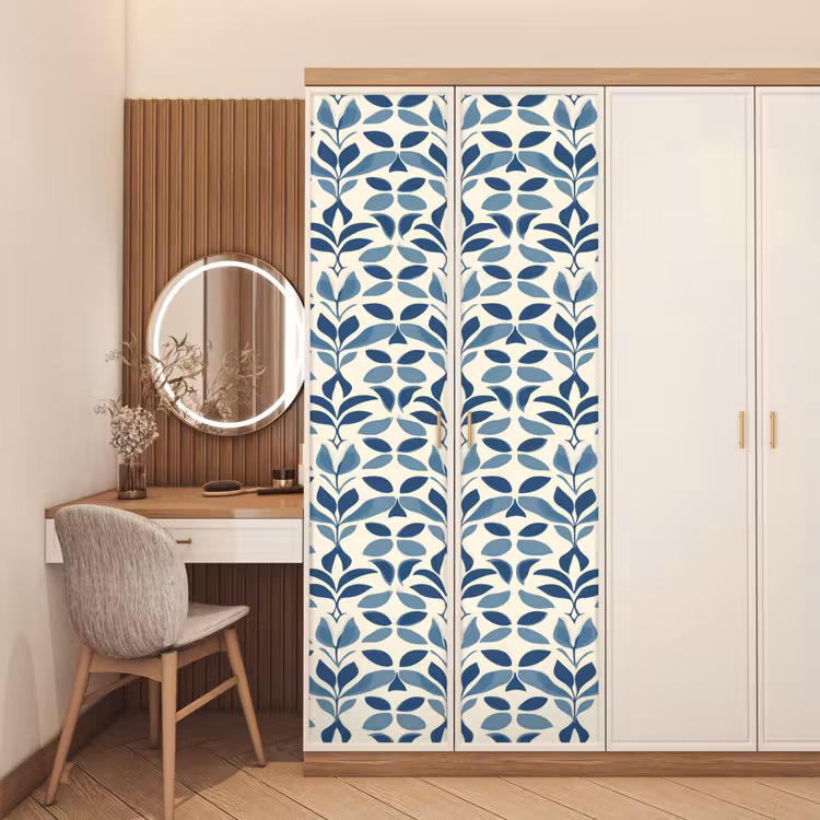 Flora - Modern - Blauw deurposter klein 289 -sfeer3