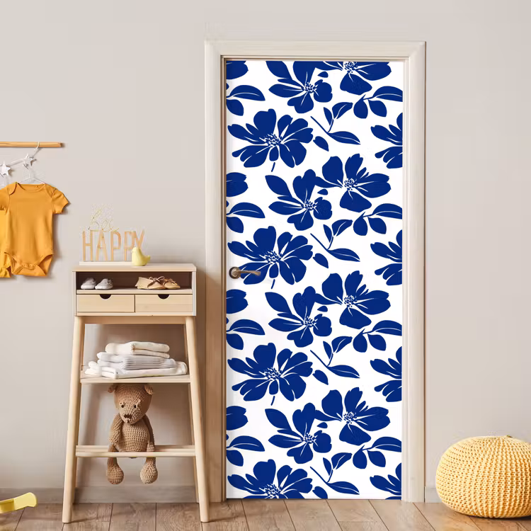 Floraal - Modern - Blauw deurposter klein 289 -sfeer4