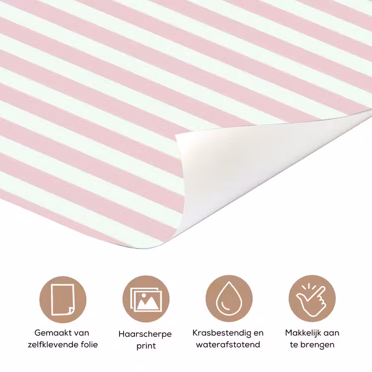 Focus on the good - Strepen - Roze - Smiley deurposter klein -closeup_NL