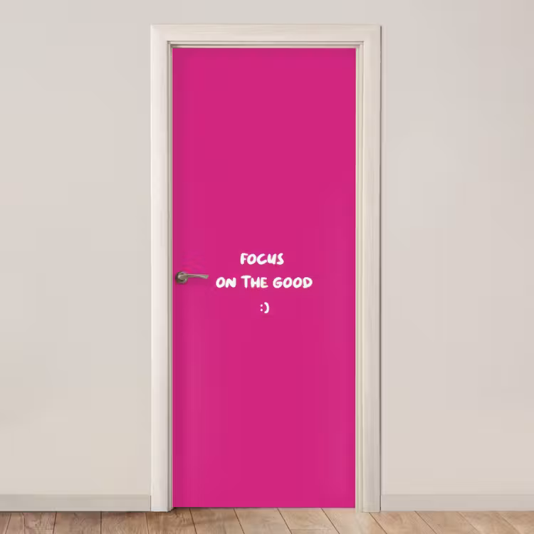 Focus - Smiley - Roze deurposter klein -3d_beige