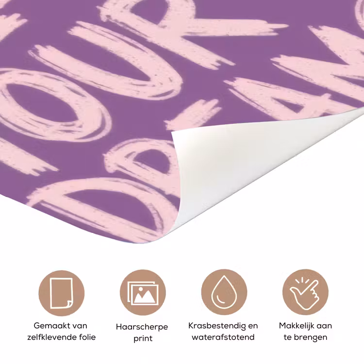 Follow your dreams - Paars - Penseeltextuur deurposter klein -closeup_NL