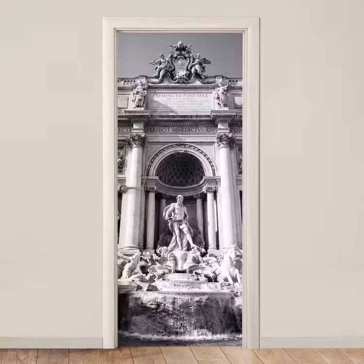 Fontein - Beelden - Architectuur - Zwart-wit deurposter klein -3d_beige