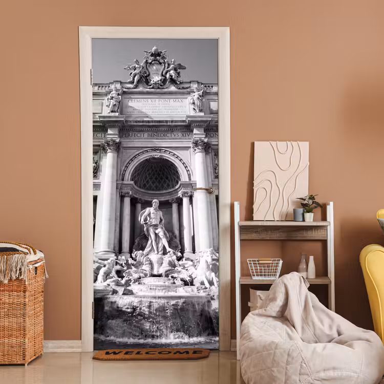 Fontein - Beelden - Architectuur - Zwart-wit deurposter klein -sfeer1