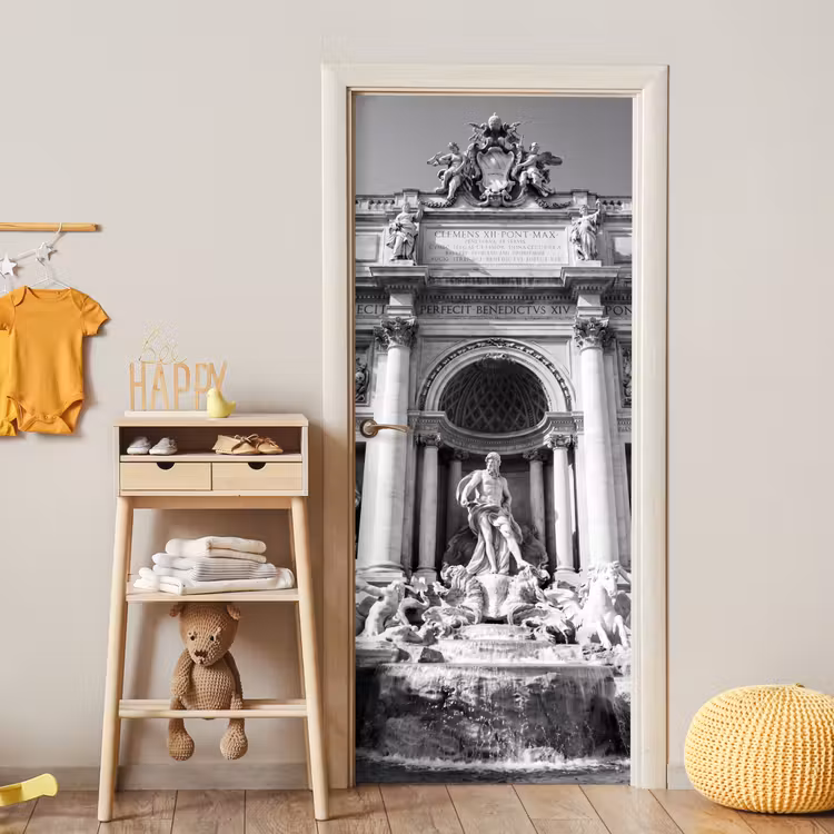 Fontein - Beelden - Architectuur - Zwart-wit deurposter klein -sfeer4
