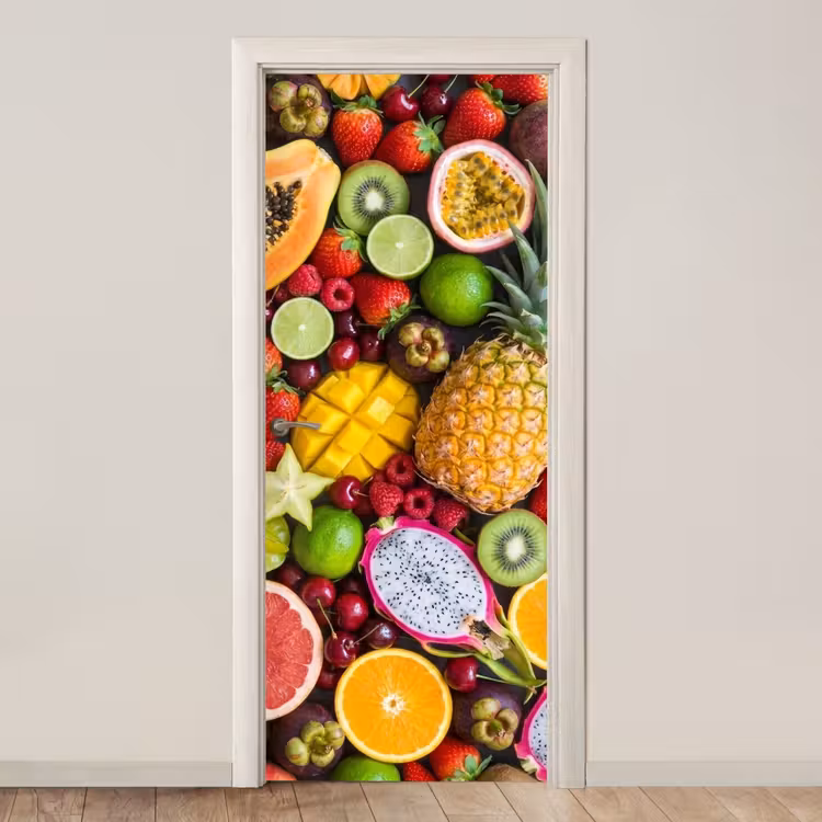 Fruit - Assortiment - Vers - Gezond - Kleurrijk deurposter klein -3d_beige