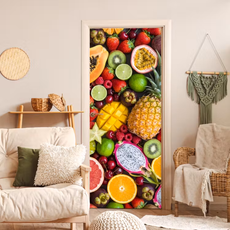 Fruit - Assortiment - Vers - Gezond - Kleurrijk deurposter klein -sfeer2