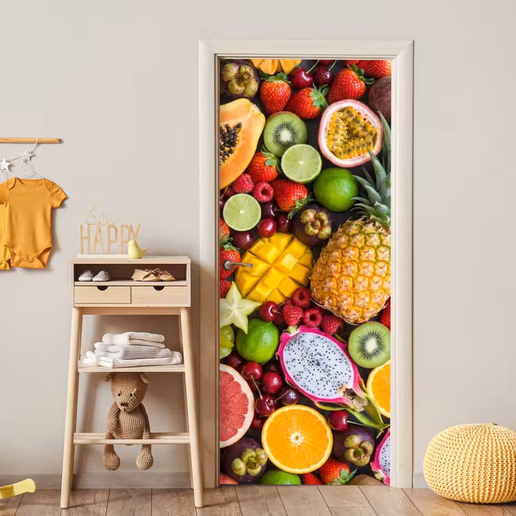 Fruit - Assortiment - Vers - Gezond - Kleurrijk deurposter klein -sfeer4