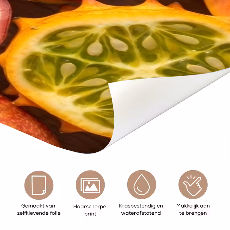Fruit - Geopend - Tropisch - Eten - Kleurrijk deurposter klein -closeup_NL