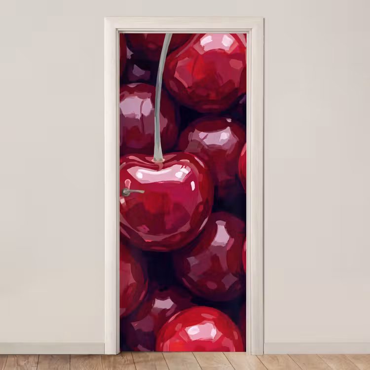 Fruit - Kersen - Eten - Modern - Rood deurposter klein -3d_beige
