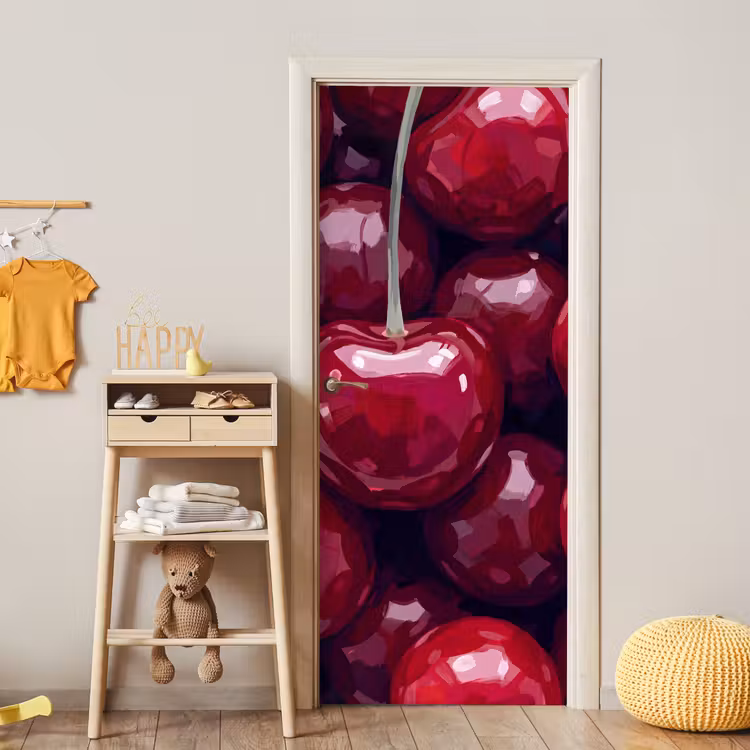 Fruit - Kersen - Eten - Modern - Rood deurposter klein -sfeer4
