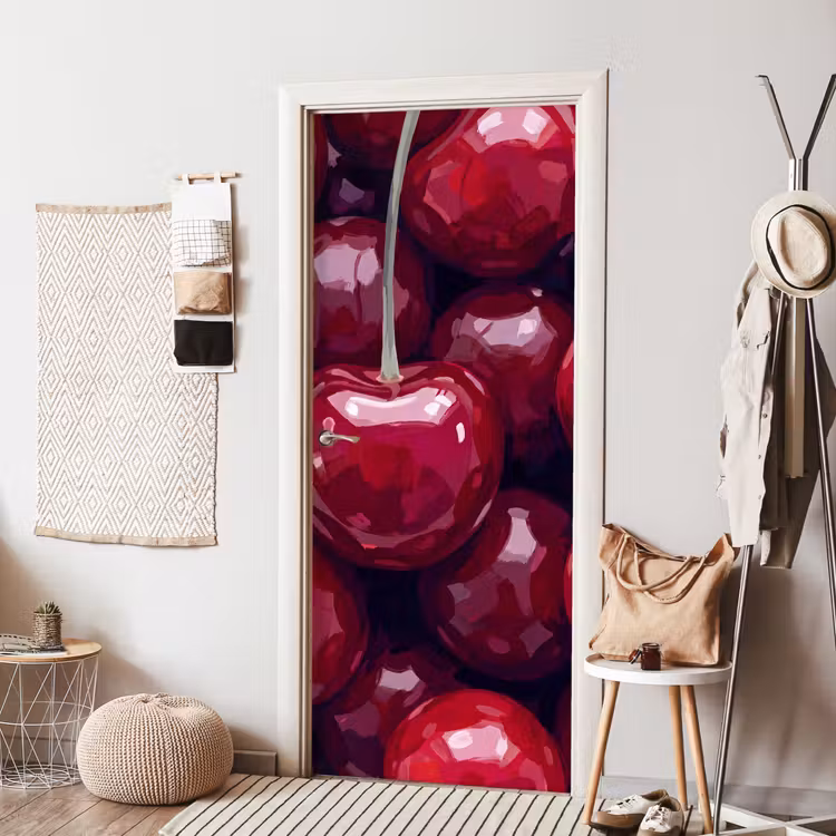 Fruit - Kersen - Eten - Modern - Rood deurposter klein -sfeer6