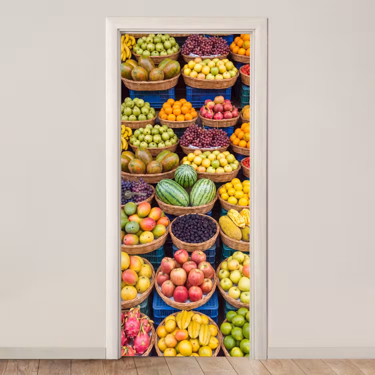 Deursticker - Fruit - Markt - Kleurrijk - Fruit - Markt - Kleurrijk deurposter klein