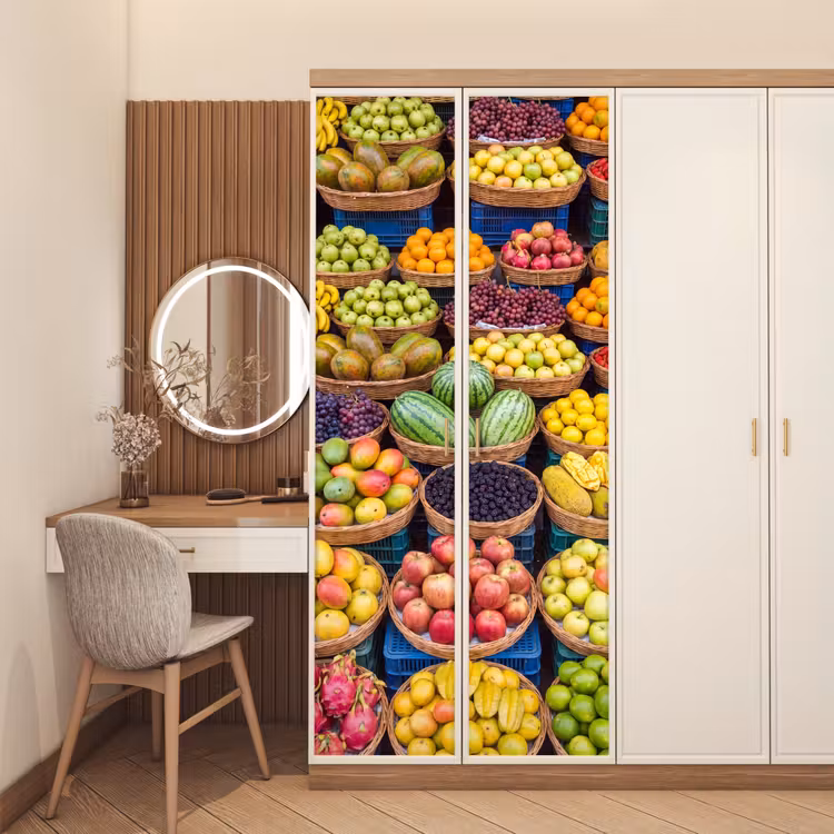Deursticker - Fruit - Markt - Kleurrijk - Fruit - Markt - Kleurrijk deurposter klein
