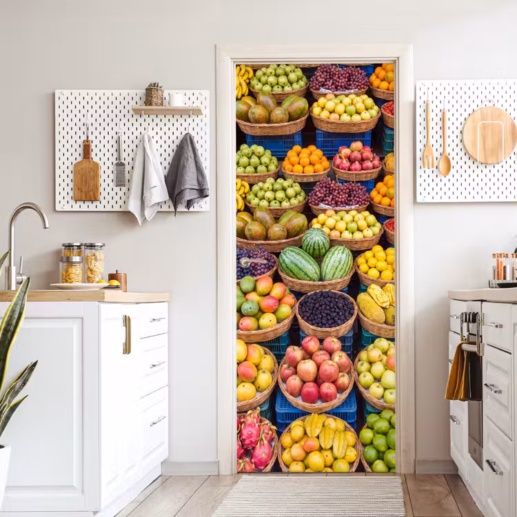 Deursticker - Fruit - Markt - Kleurrijk - Fruit - Markt - Kleurrijk deurposter klein