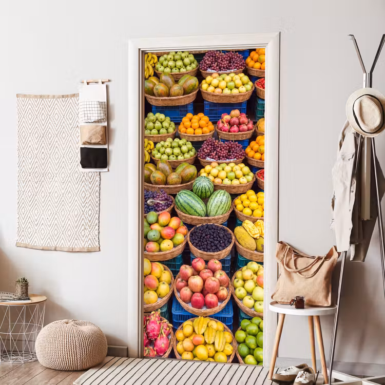 Deursticker - Fruit - Markt - Kleurrijk - Fruit - Markt - Kleurrijk deurposter klein