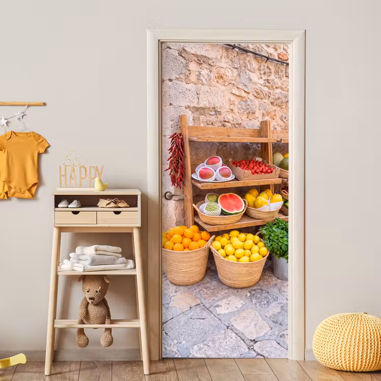 Deursticker - Fruit - Markt - Vers - Fruit - Markt - Vers deurposter klein