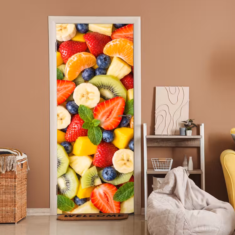 Fruit - Plakjes - Eten - Kleurrijk deurposter klein -sfeer1
