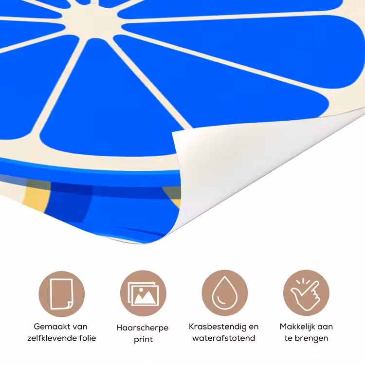 Fruit - Schijven - Patroon - Modern - Blauw - Geel deurposter klein -closeup_NL
