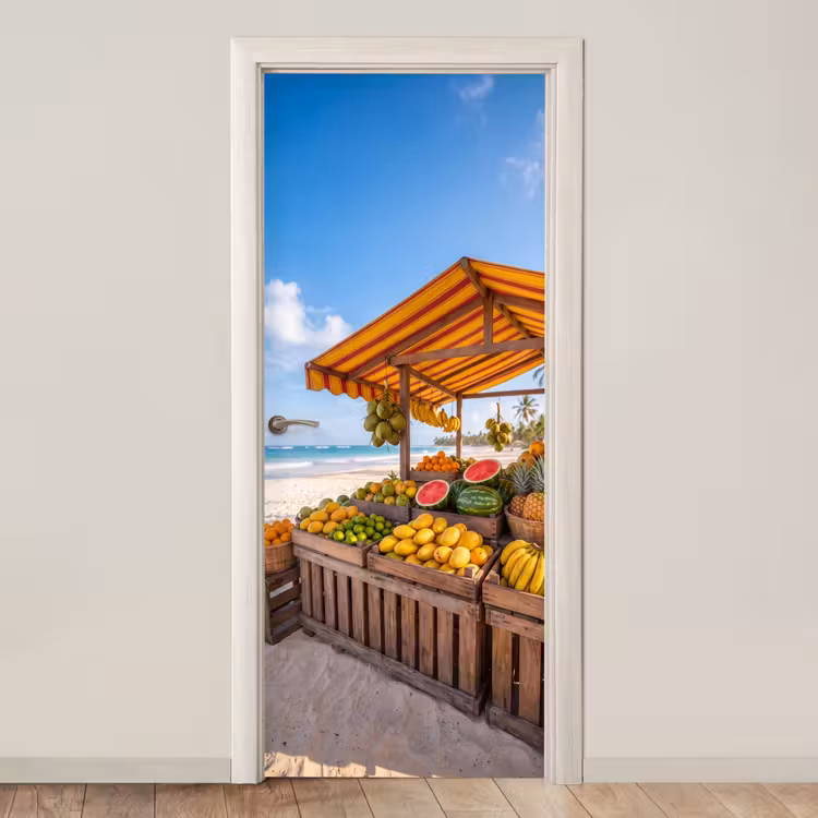 Deursticker - Fruit - Strand - Tropisch - Fruit - Strand - Tropisch deurposter klein