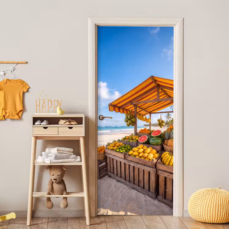 Deursticker - Fruit - Strand - Tropisch - Fruit - Strand - Tropisch deurposter klein
