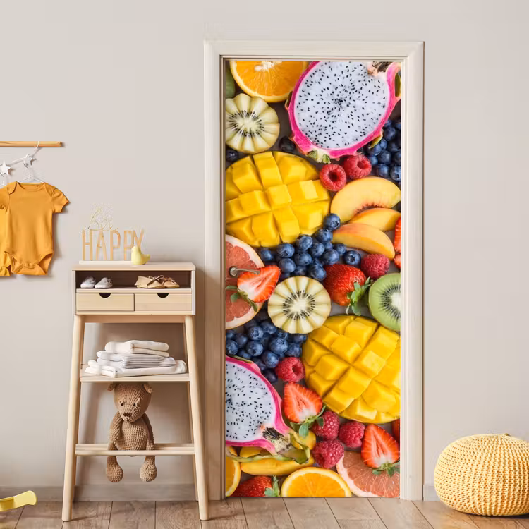 Fruit - Versneden - Kleurrijk - Eten - Gezond deurposter klein -sfeer4