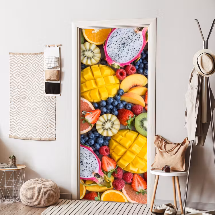 Fruit - Versneden - Kleurrijk - Eten - Gezond deurposter klein -sfeer6