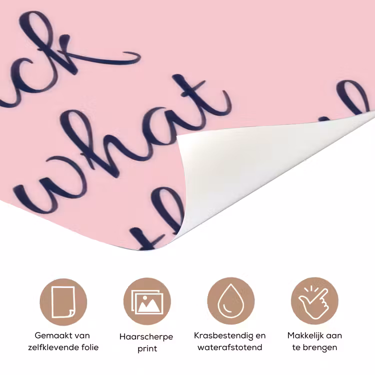 Fuck what they think - Roze - Minimalistisch deurposter klein -closeup_NL