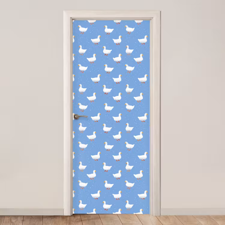 Ganzen - Elegant - Blauw deurposter klein 289 -3d_beige