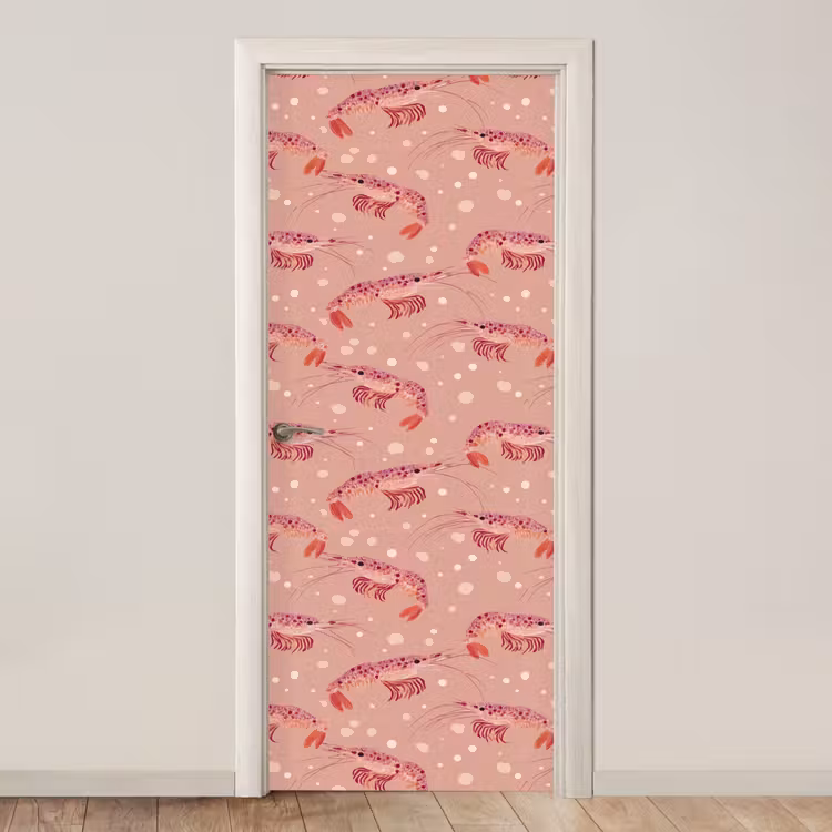 Garnalen - Stippen - Roze deurposter klein 289 -3d_beige
