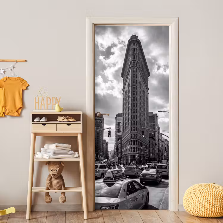 Gebouw - Hoogbouw - Stad - Architectuur - Zwart-wit deurposter klein -sfeer4