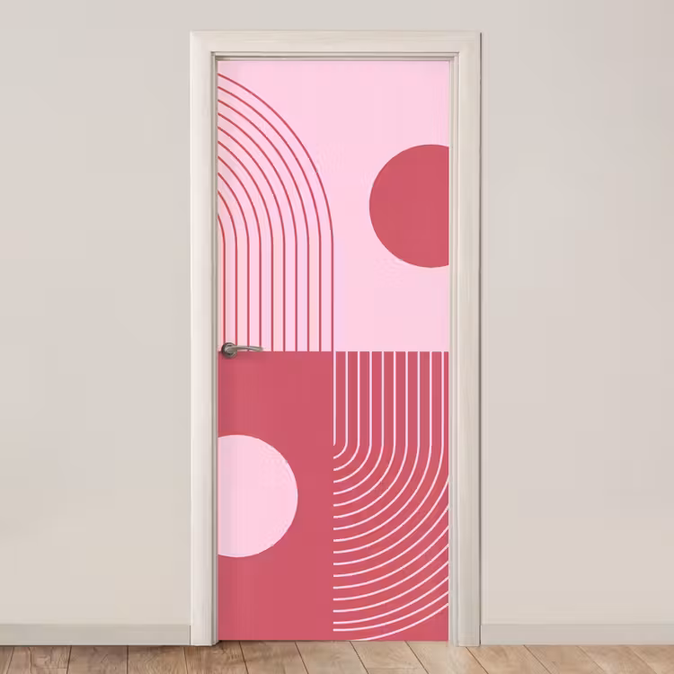 Geometrie - Patroon - Abstract - Roze - Modern deurposter klein -3d_beige