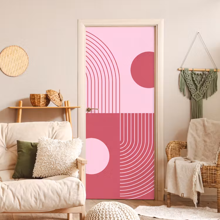 Geometrie - Patroon - Abstract - Roze - Modern deurposter klein -sfeer2