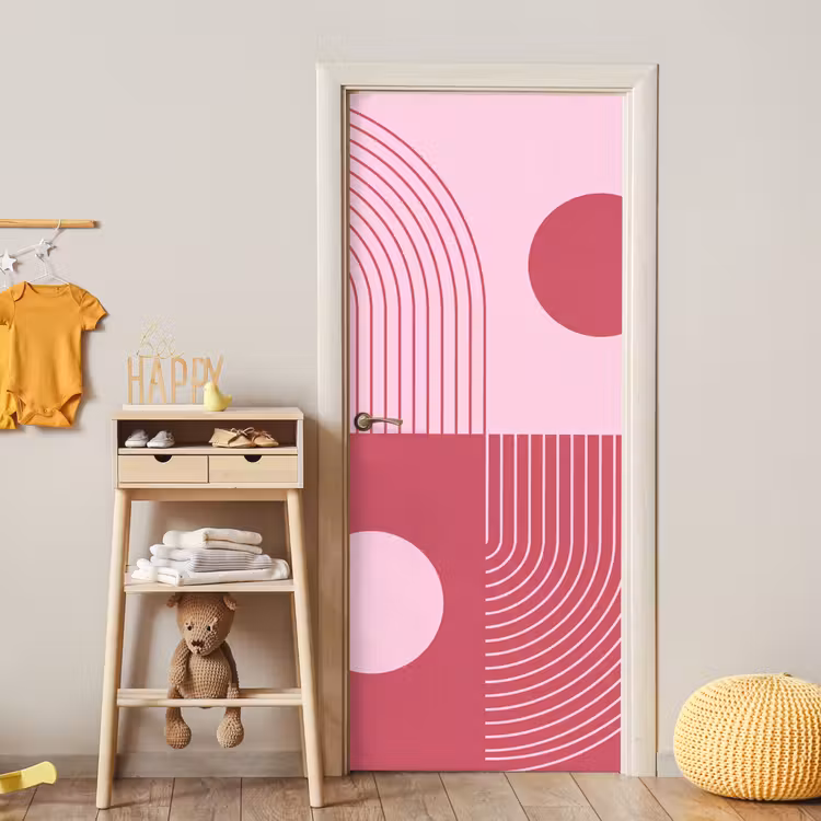 Geometrie - Patroon - Abstract - Roze - Modern deurposter klein -sfeer4