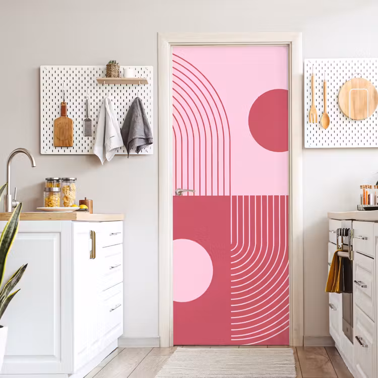 Geometrie - Patroon - Abstract - Roze - Modern deurposter klein -sfeer5