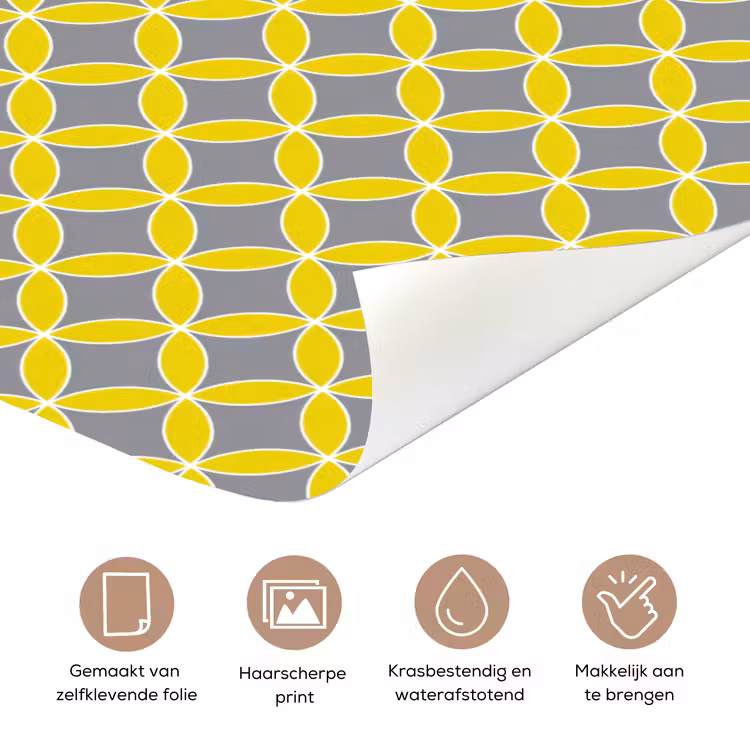 Geometrisch - Cirkels - Modern - Grijs - Geel deurposter klein 289 -closeup_NL