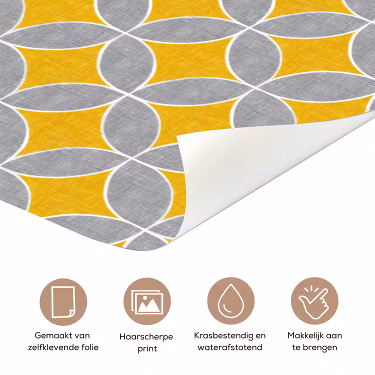 Geometrisch - Cirkels - Textuur - Grijs - Geel deurposter klein 289 -closeup_NL