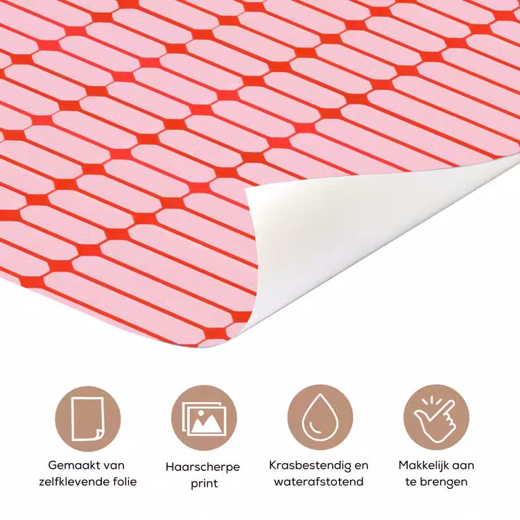 Geometrisch - Minimalistisch - Rood - Roze deurposter klein 289 -closeup_NL