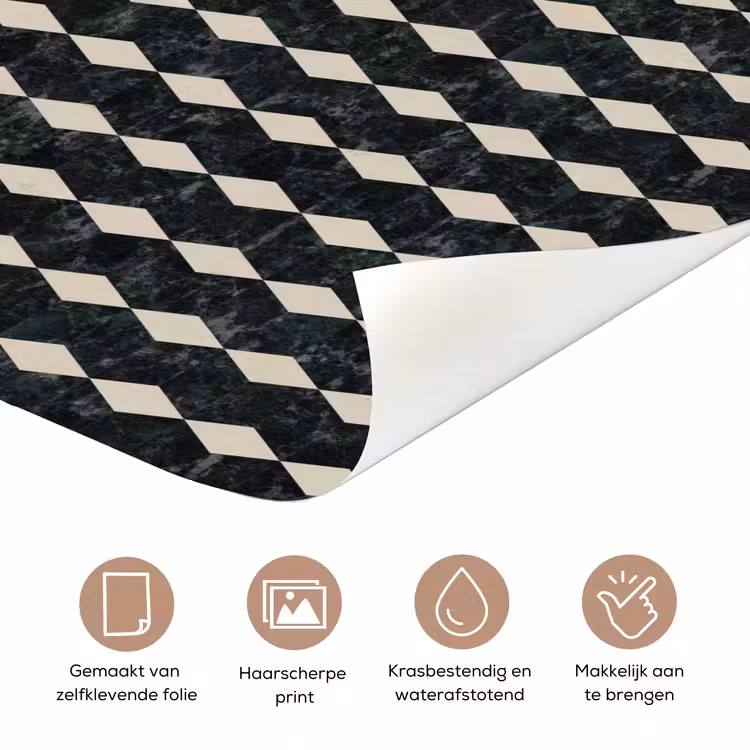 Geometrisch - Patroon - Marmer - Groen deurposter klein 289 -closeup_NL