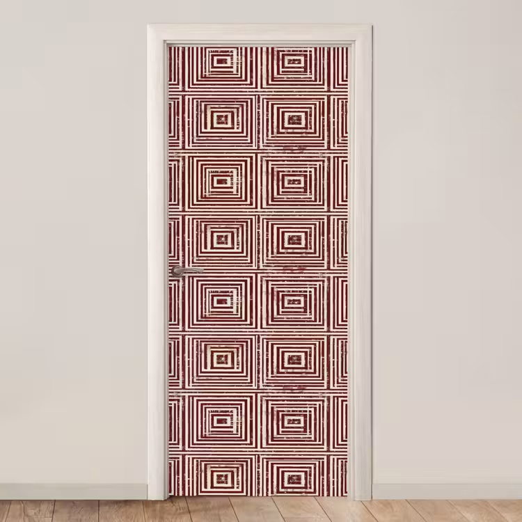 Geometrisch - Patroon - Rood deurposter klein 289 -3d_beige
