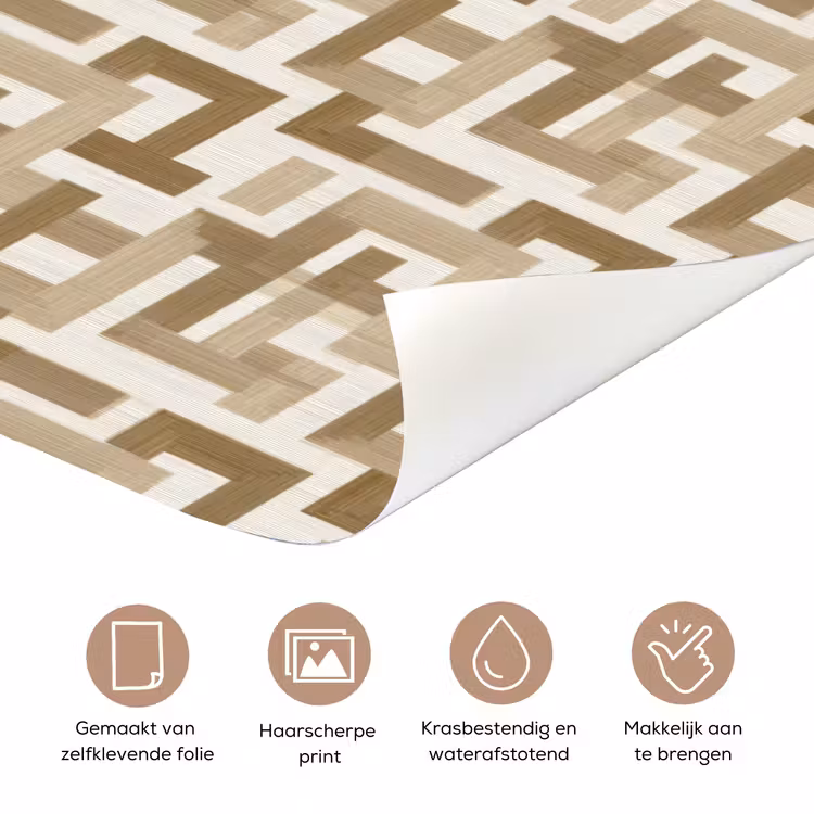 Geometrisch - Retro - Bruin deurposter klein 289 -closeup_NL