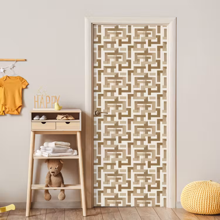 Geometrisch - Retro - Bruin deurposter klein 289 -sfeer4