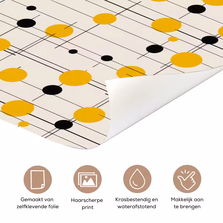 Geometrisch - Retro - Lijnen - Okergeel - Zwart deurposter klein 289 -closeup_NL